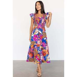 Baltic Born - Dominique Midi Dress | Cobalt + Fuchsia Multi - Size XL
